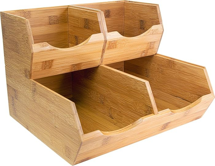 HOMESTEAD Bamboo Pantry Storage Bins – Stackable Potato & Onion Storage Bin for Kitchen Counter... | Amazon (US)