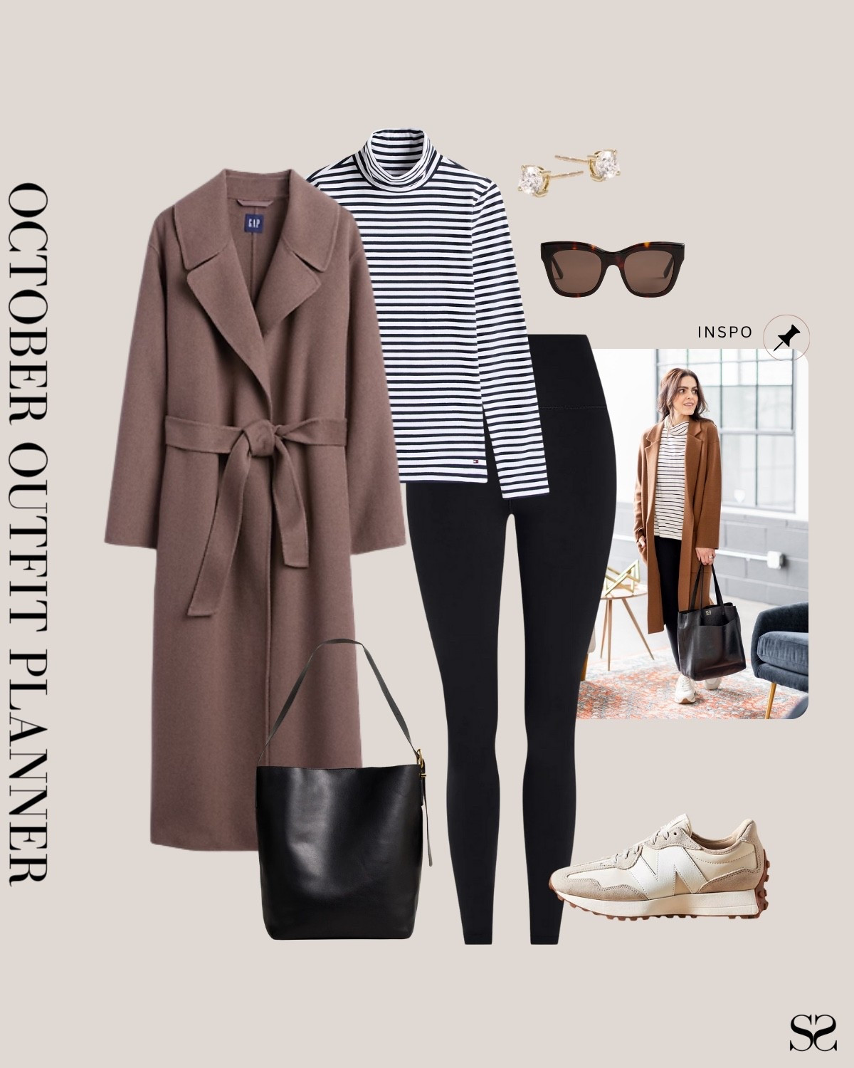 Monthly outfit planner OCTOBER: Fall outfits | leggings, long coat, striped turtleneck, trainer sneakers, tote

#falloutfit #classicstyle #casualstyle #weekendoutfit

#LTKStyleTip