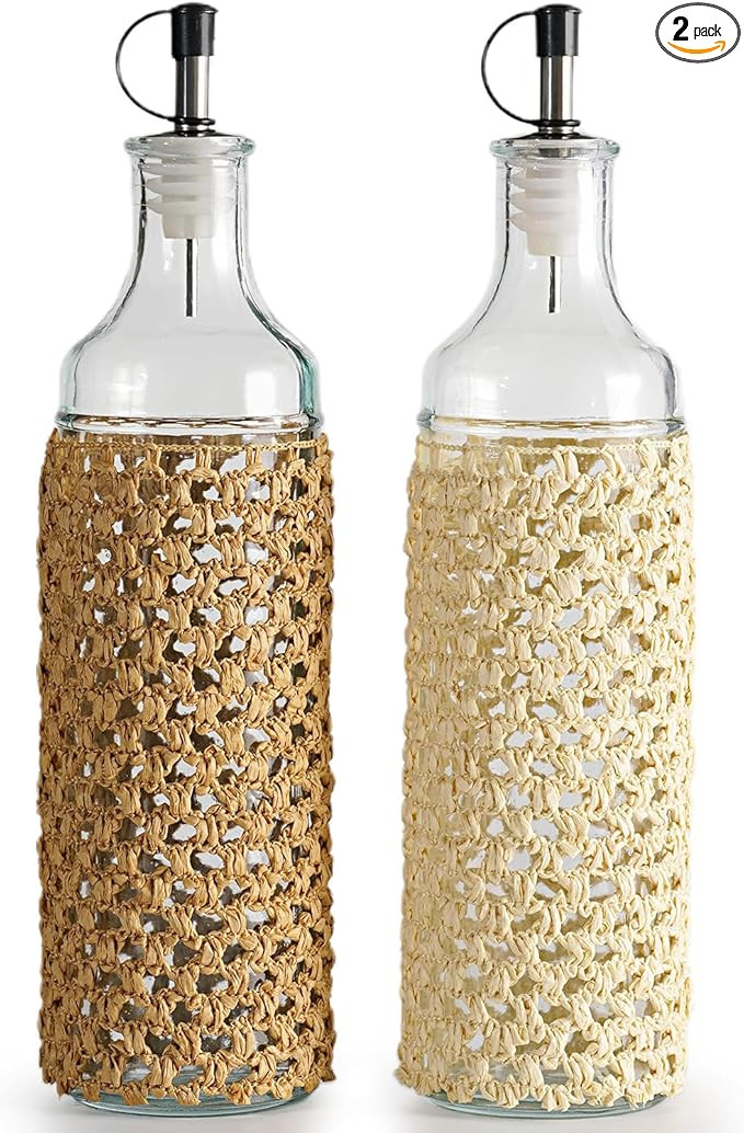 getstar Olive Oil Dispenser Bottle for Kitchen, Glass Oil and Vinegar Dispenser Set of 2 with Sta... | Amazon (US)