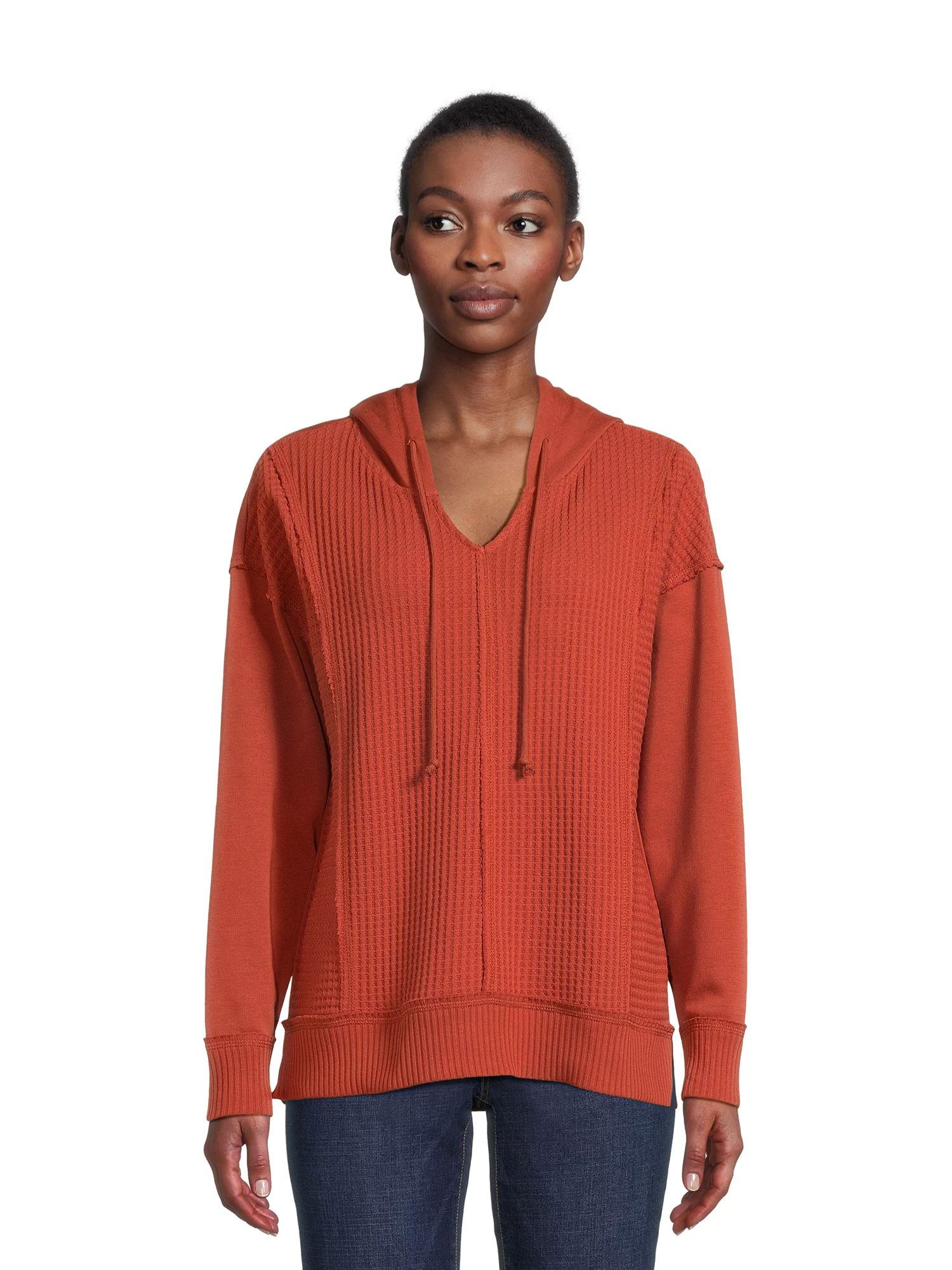 Time and Tru Women's Waffle Texture Hoodie, Sizes S-3XL | Walmart (US)