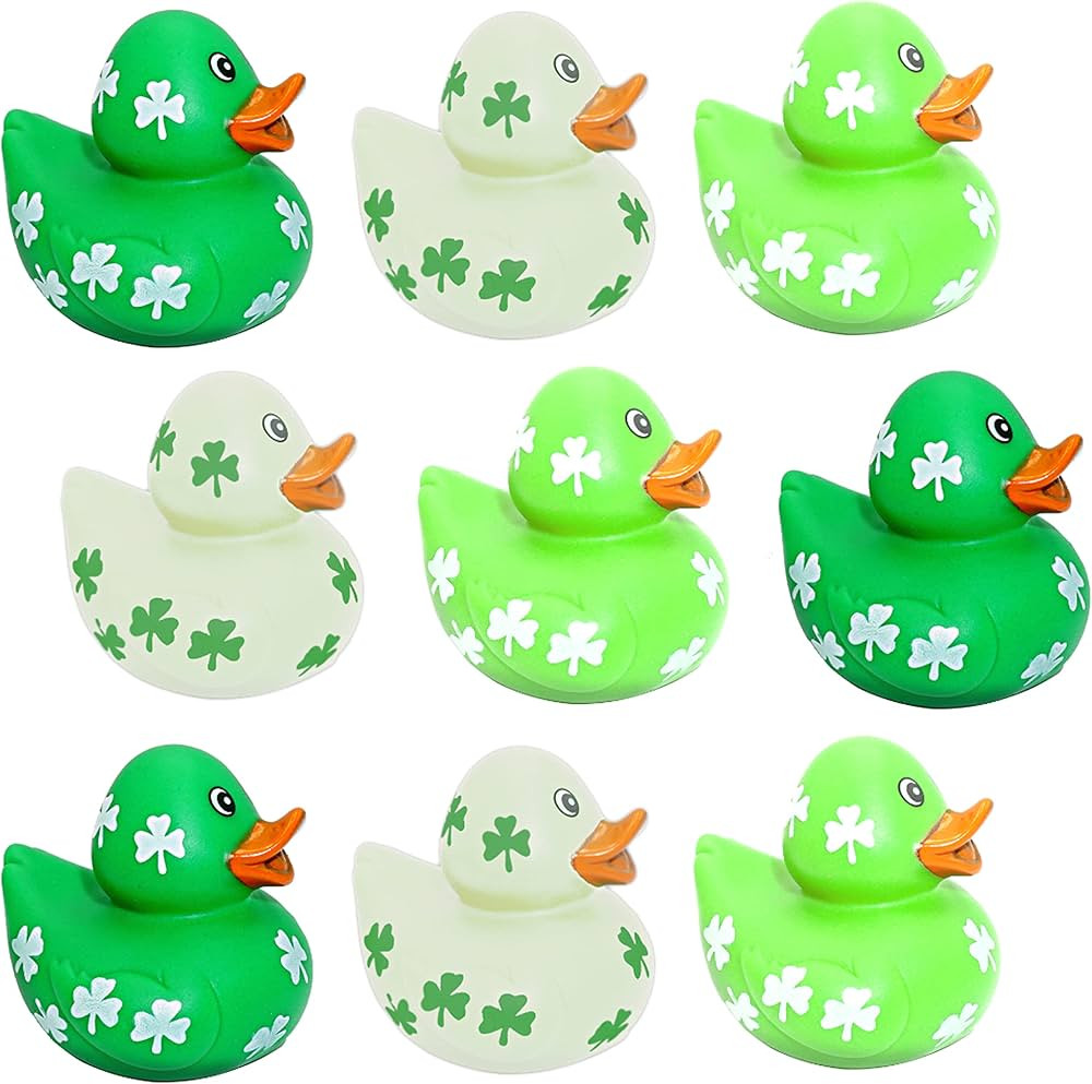 4E's Novelty 24 Pack St Patricks Day Rubber Ducks - 2 inch Green Shamrock Rubber Duckies Bulk - S... | Amazon (US)