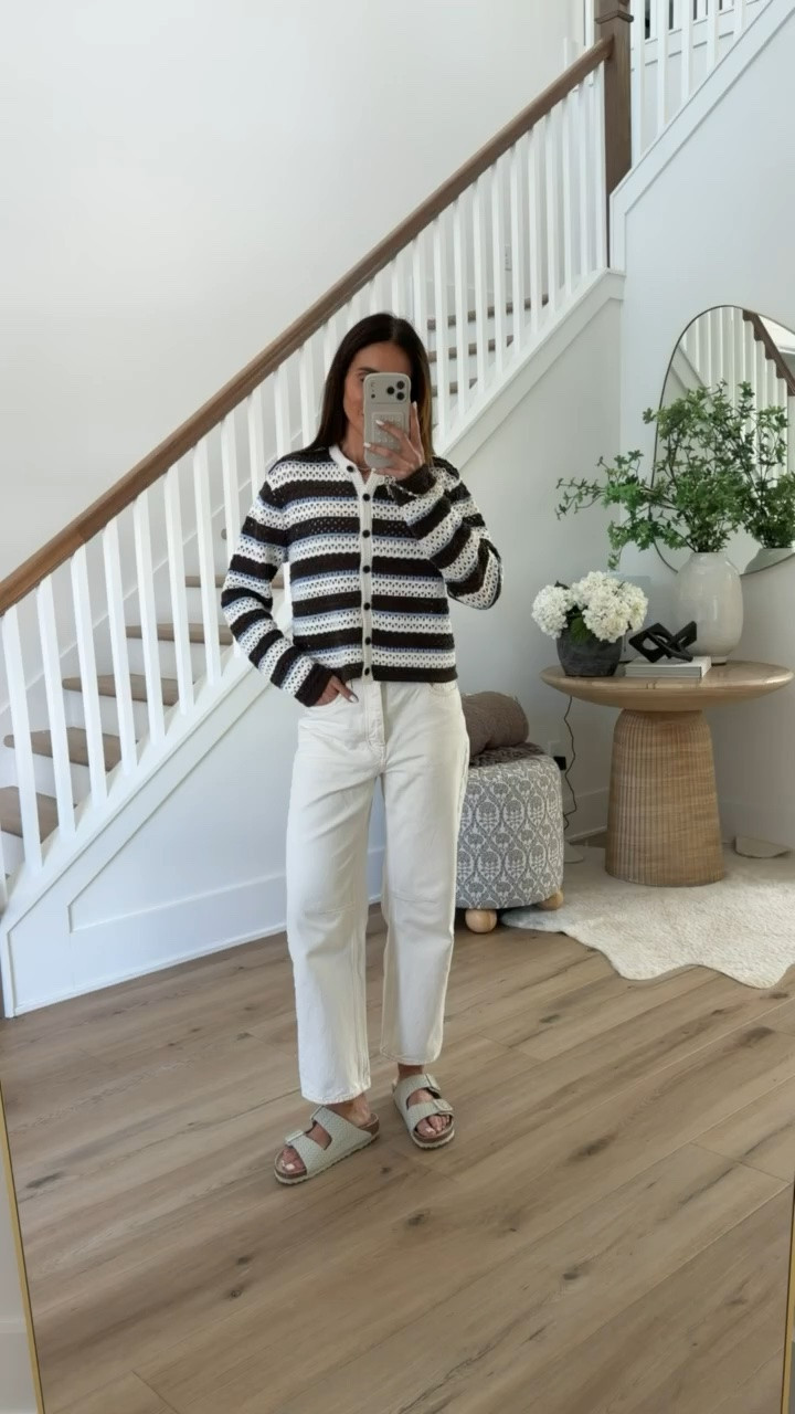 Madewell 20% off discount code LTK20.

white jeans outfit, striped cardigan, crochet top, madewell sale, annabrstyle

#LTKootd #LTKSaleAlert