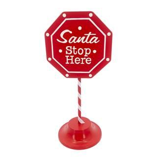 15" Red & White Santa Stop Here Tabletop Sign by Ashland® | Michaels Stores