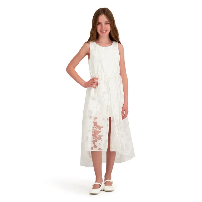 Kensie Girl Sleeveless Floral Organza Walk Through Dress, Sizes 4-16 | Walmart (US)