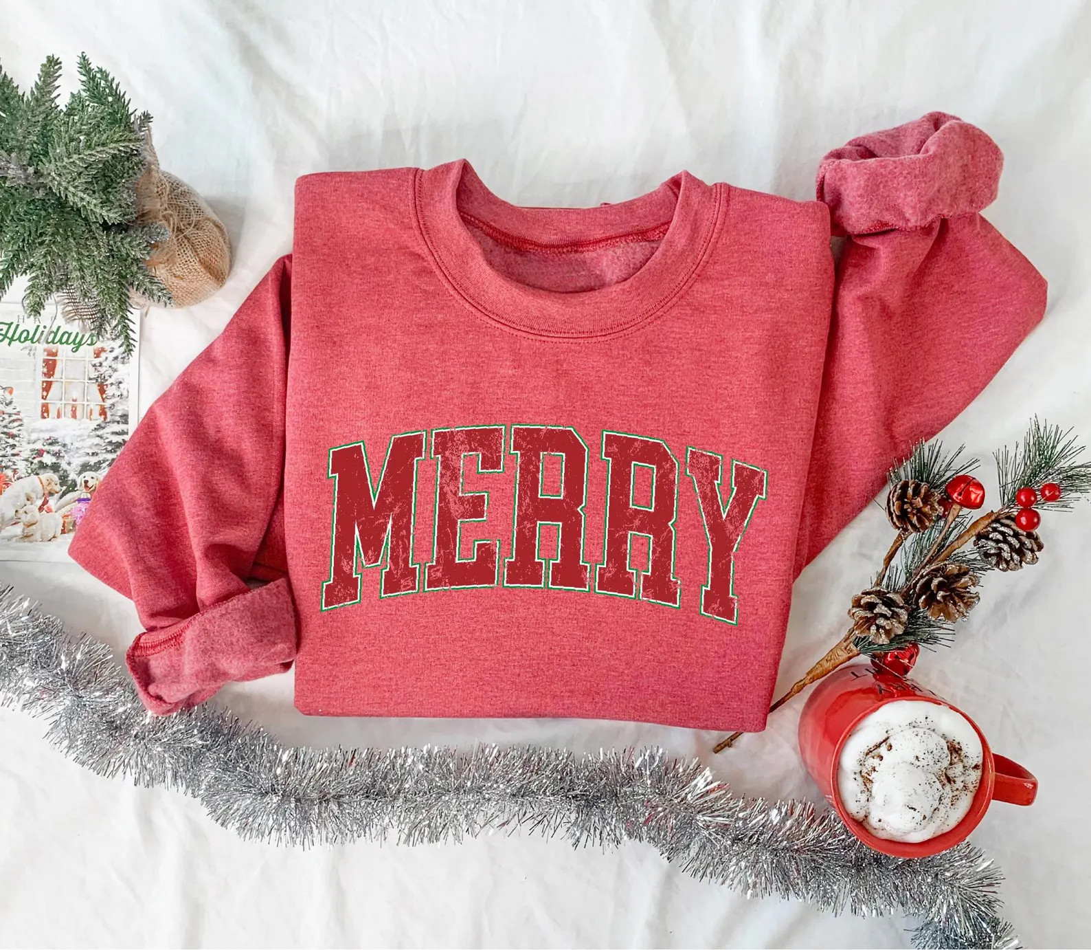 Retro Merry Christmas Sweatshirt, Christmas Crewneck Sweater, Christmas Shirt for Women, Holiday ... | Etsy (US)