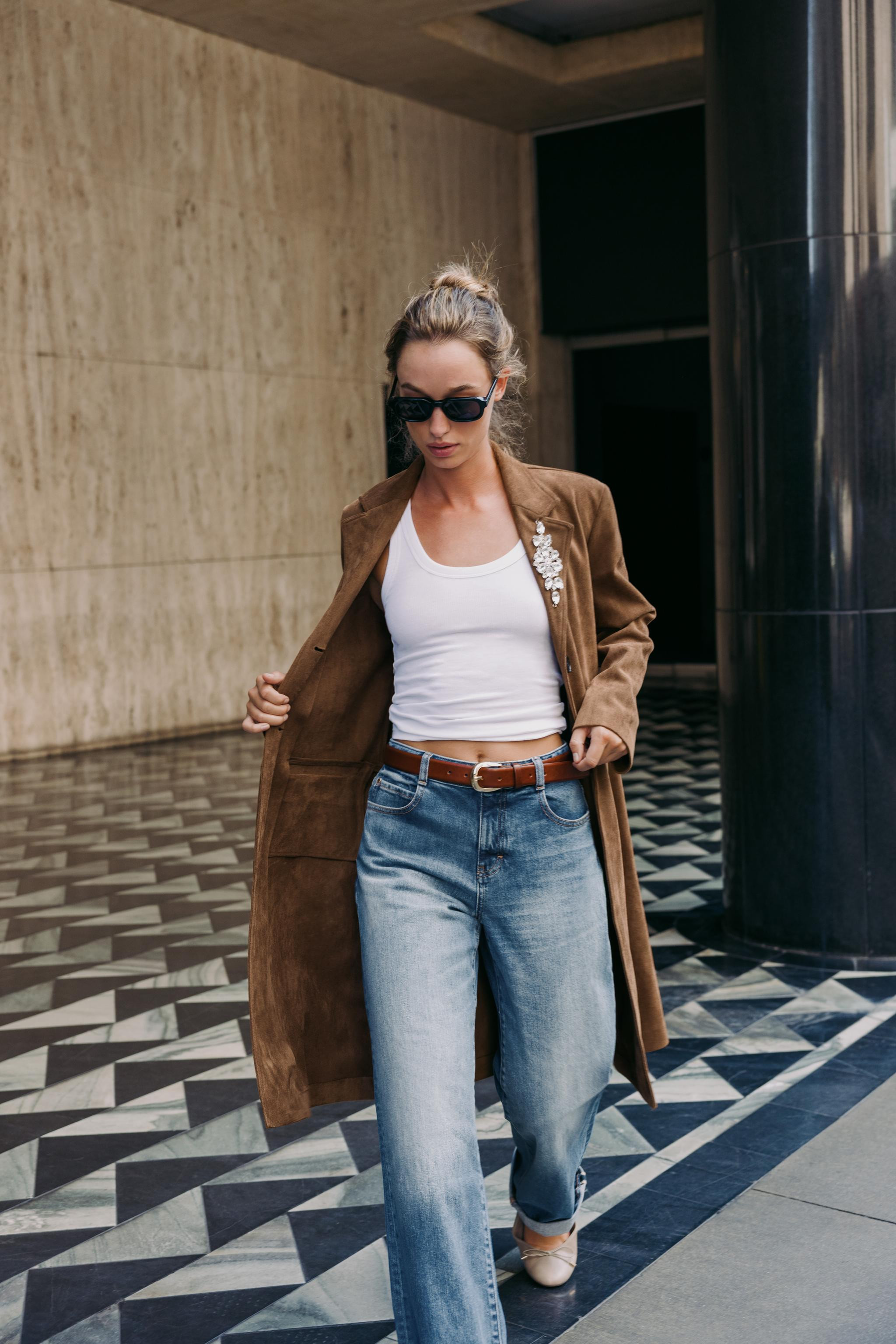 FAUX SUEDE FROCK COAT WITH BROOCH | Zara US