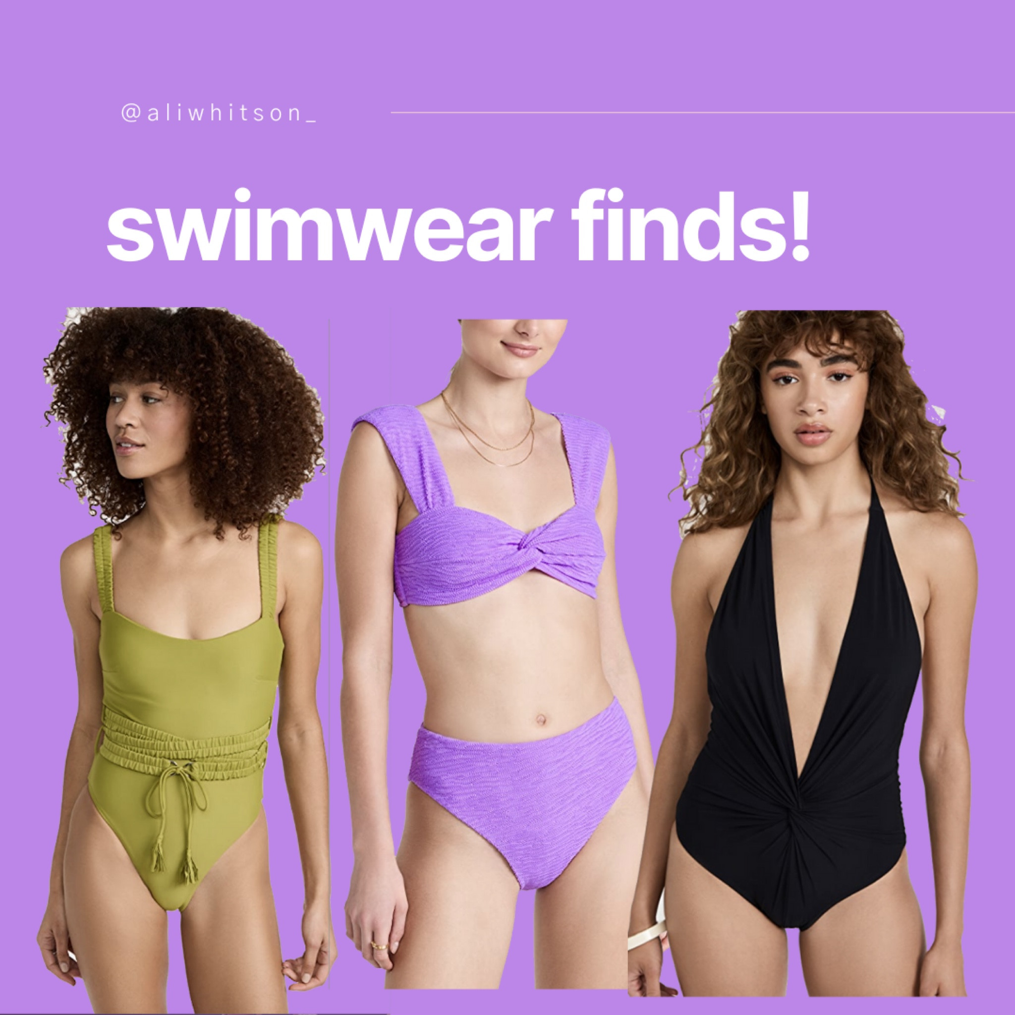 Some of my favorite swimsuits from Shopbops new arrivals!!

One piece swimwear, one piece swimsuit , black one piece , purple bikini , chic swimwear , beach vacation  , spring break , resort style , honeymoon style, bachelorette trip 

#LTKSeasonal #LTKtravel #LTKswim