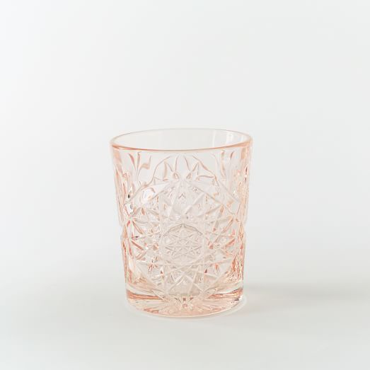 Decorated Hobstar Glassware, DOF, Set of 6, Pink | West Elm (US)