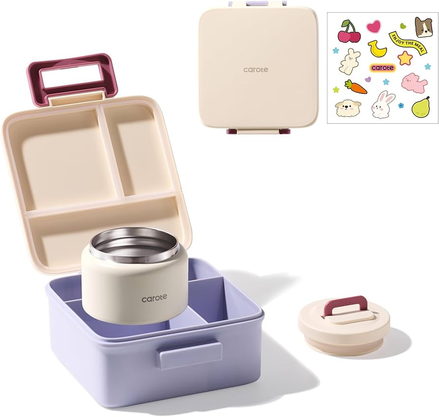 CAROTE Bento Box for Kids, Lunch Box Kids with 8oz Thermos for Hot Food, Lunch Container for Girl... | Amazon (US)