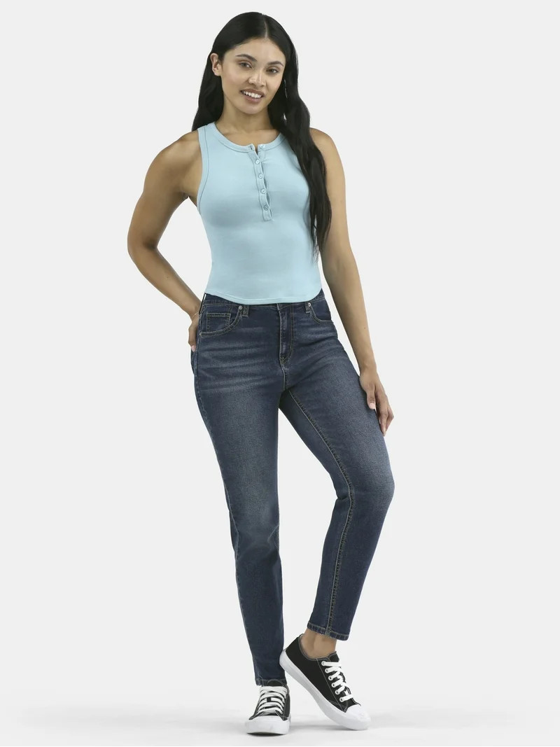 No Boundaries Seamless Henley Tank, Women's | Walmart (US)