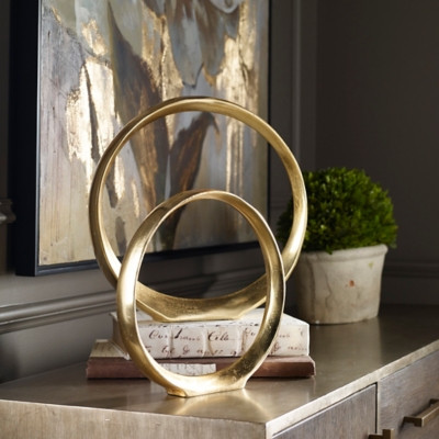 Uttermost Jimena Ring Sculptures Set, Metallic | Ashley Homestore