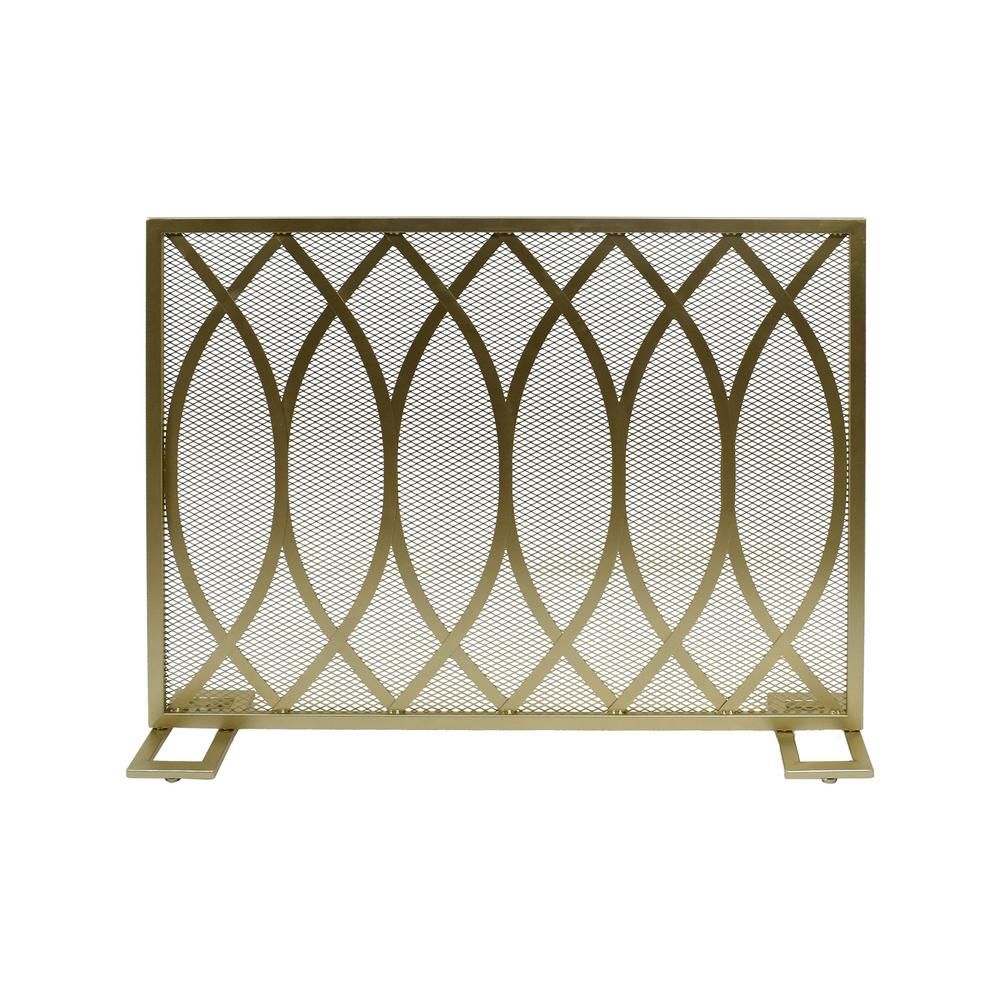 Buncombe Modern Gold Single Panel Iron Fire Screen | The Home Depot