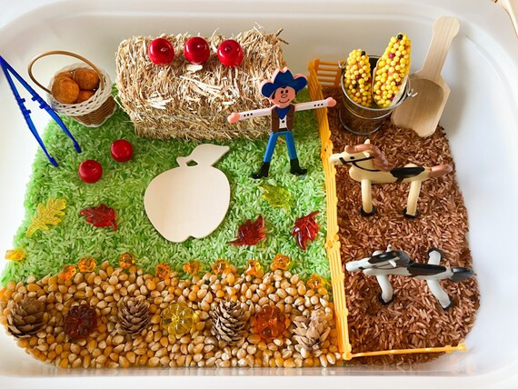 Horse Farm Sensory Bin with Apple Pie Scented Playdough | Etsy (US)