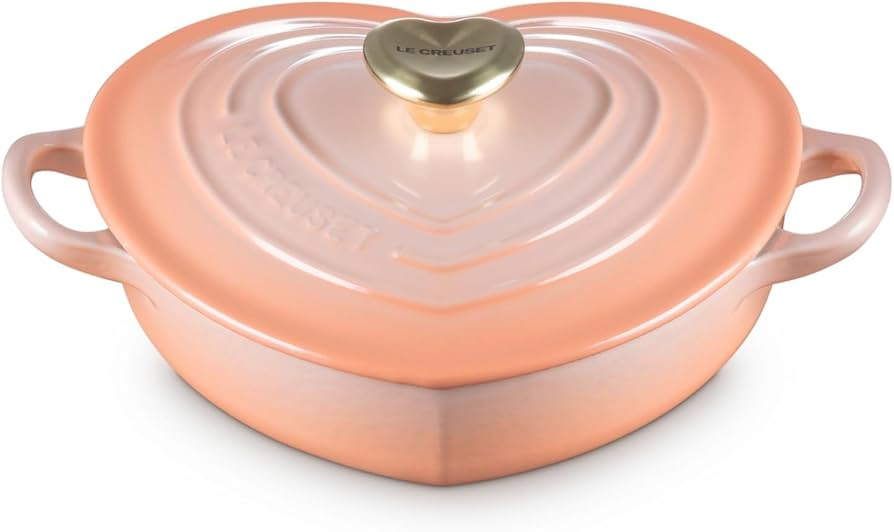 Le Creuset Enameled Cast Iron Traditional Shallow Heart Cocotte, 1.25 Qt., Peche Light Gold Heart... | Amazon (US)