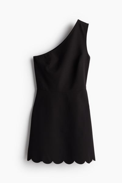 Scalloped-hem dress - Black - Ladies | H&M GB | H&M (UK, MY, IN, SG, PH, TW, HK)