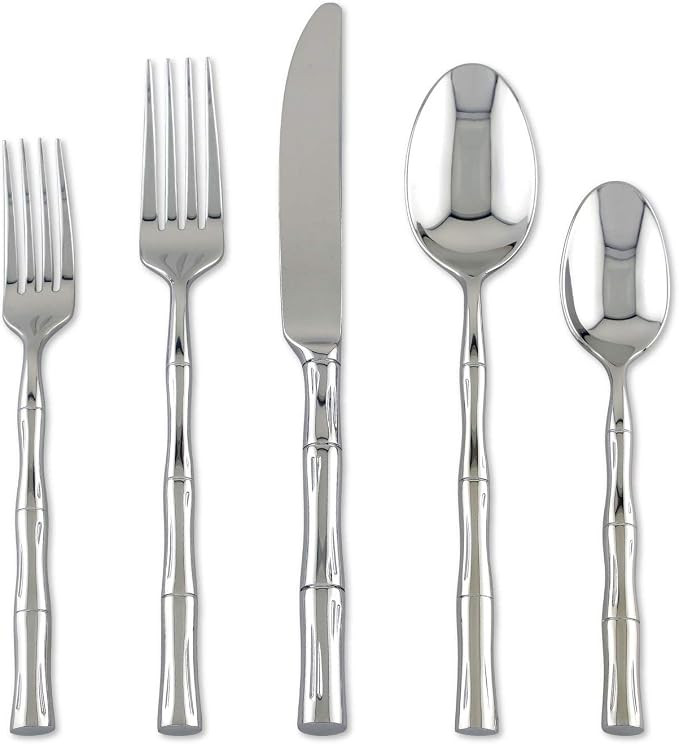 Supreme 20-Piece 18/8 Stainless Steel Flatware Set with Bamboo Style Handle, Service for 4, Inclu... | Amazon (US)