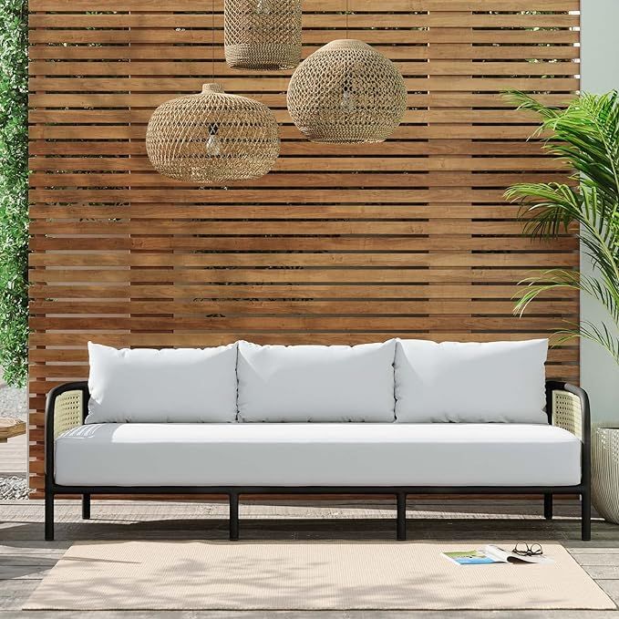 Modway Hanalei Outdoor Patio Sofa in Ivory White | Amazon (US)