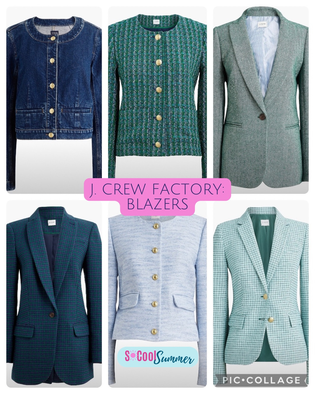 Adorable blazers at J Crew Factory.  Beautiful greens as an alternative to navy!

#hocsummer
 #coolsummer #lightsummer #truesummer #softsummer #pastelsummer #darksummer #brownsummer #sweetpeasummer #summerpalette #summerfinds


#LTKSaleAlert #LTKWorkwear #LTKStyleTip