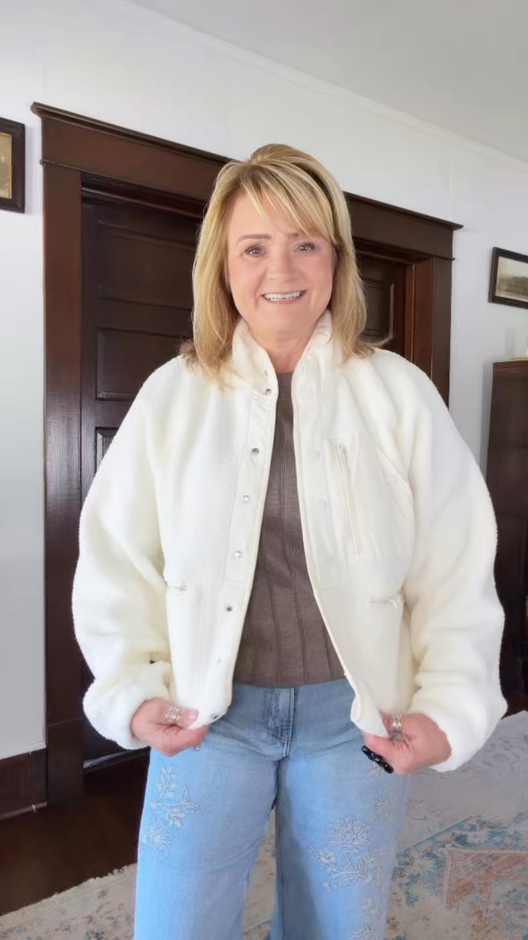 Ready for cooler weather. 
This is not lined so very light weight.
