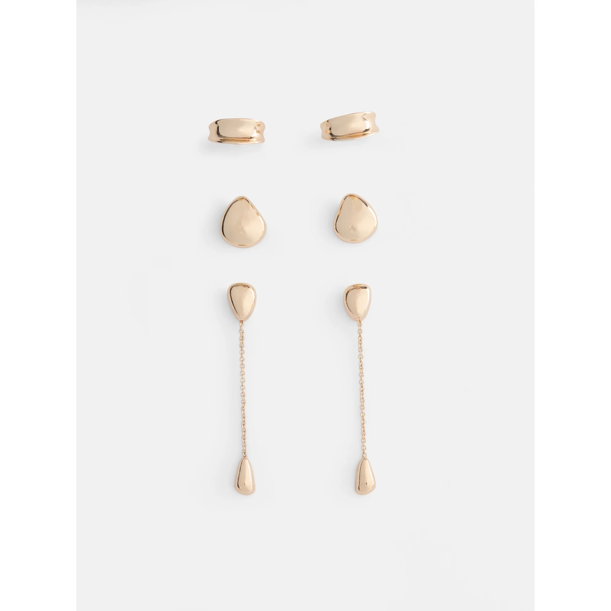 Scoop Women's Gold Tone Mixed Shape Drop Earrings, 3-Pairs | Walmart (US)