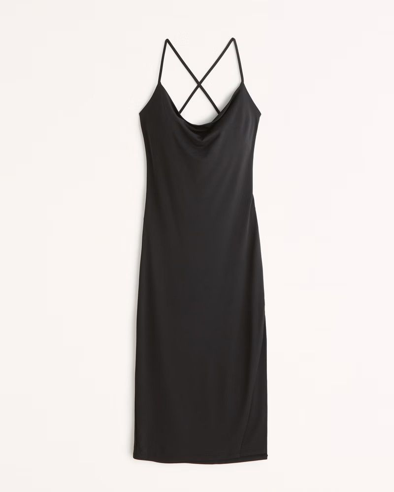 Cowl Neck Strappy Midi Dress Black Dress Dresses Wedding Guest Dress Summer Dress Outfits | Abercrombie & Fitch (US)