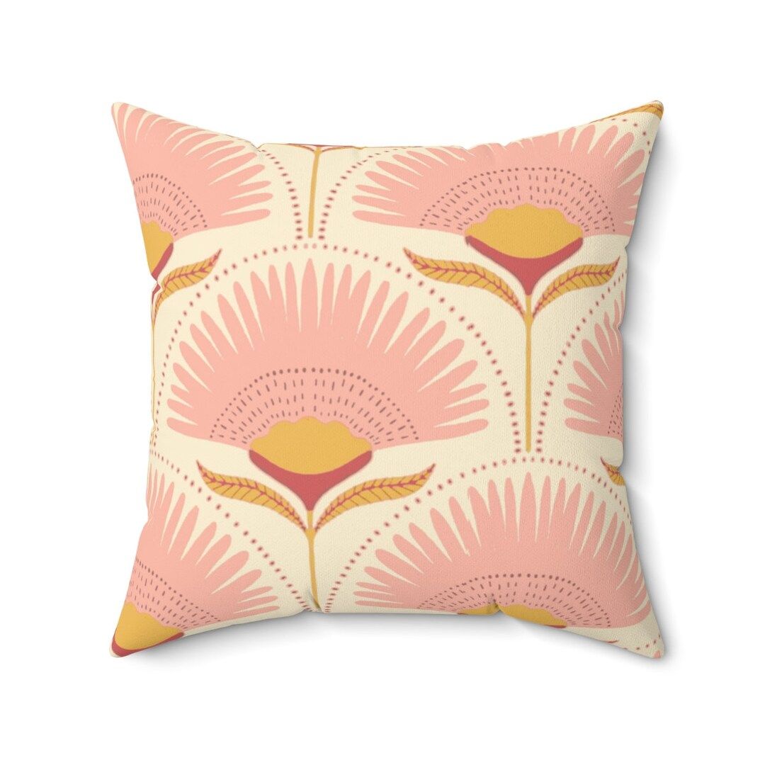 Botanical Throw Pillow Cover Yellow Pink Pillow Case Floral - Etsy | Etsy (US)