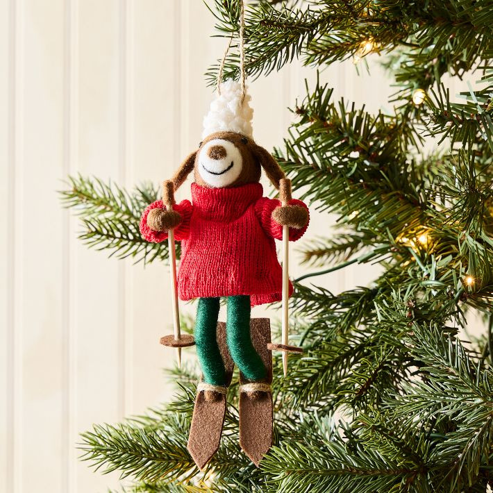 Felt Skiing Dog Ornament | West Elm (US)