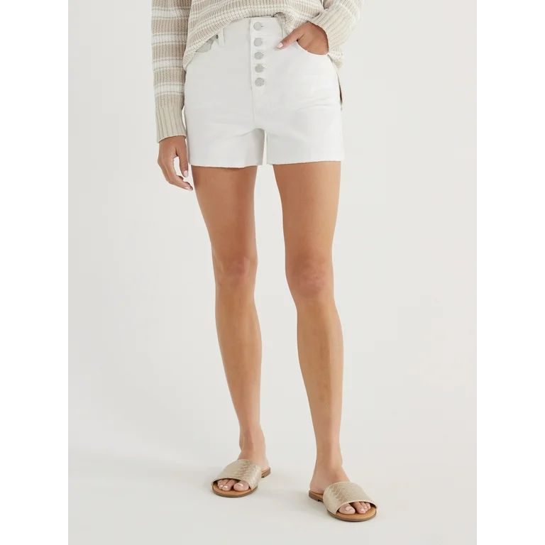 Time and Tru Women's Button Fly Denim Shorts, 3.5" Inseam, Sizes 2-20 | Walmart (US)