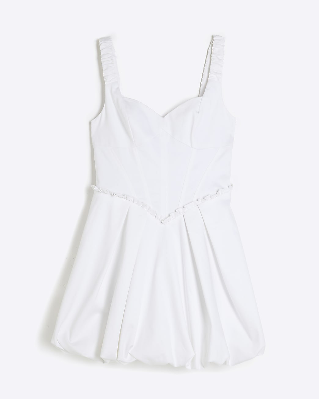 White Premium Satin Bubble hem Dress | River Island UK & IE