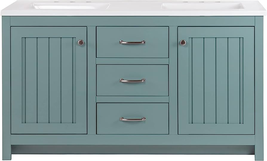 Spring Mill Cabinets Rhiya Bathroom Vanity with Sink, 61" W x 22" D x 35.5" H, Sage | Amazon (US)