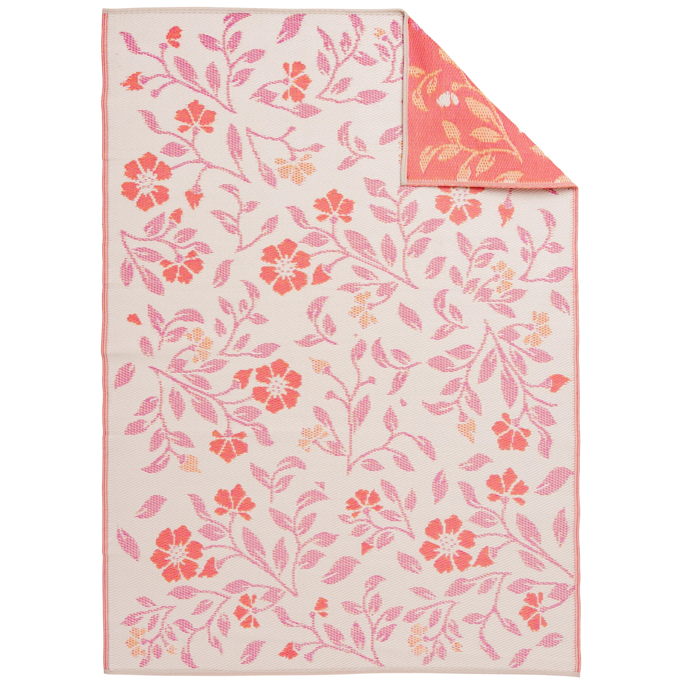 Mainstays 5'x7' Pink Floral Plastic Outdoor Rug | Walmart (US)