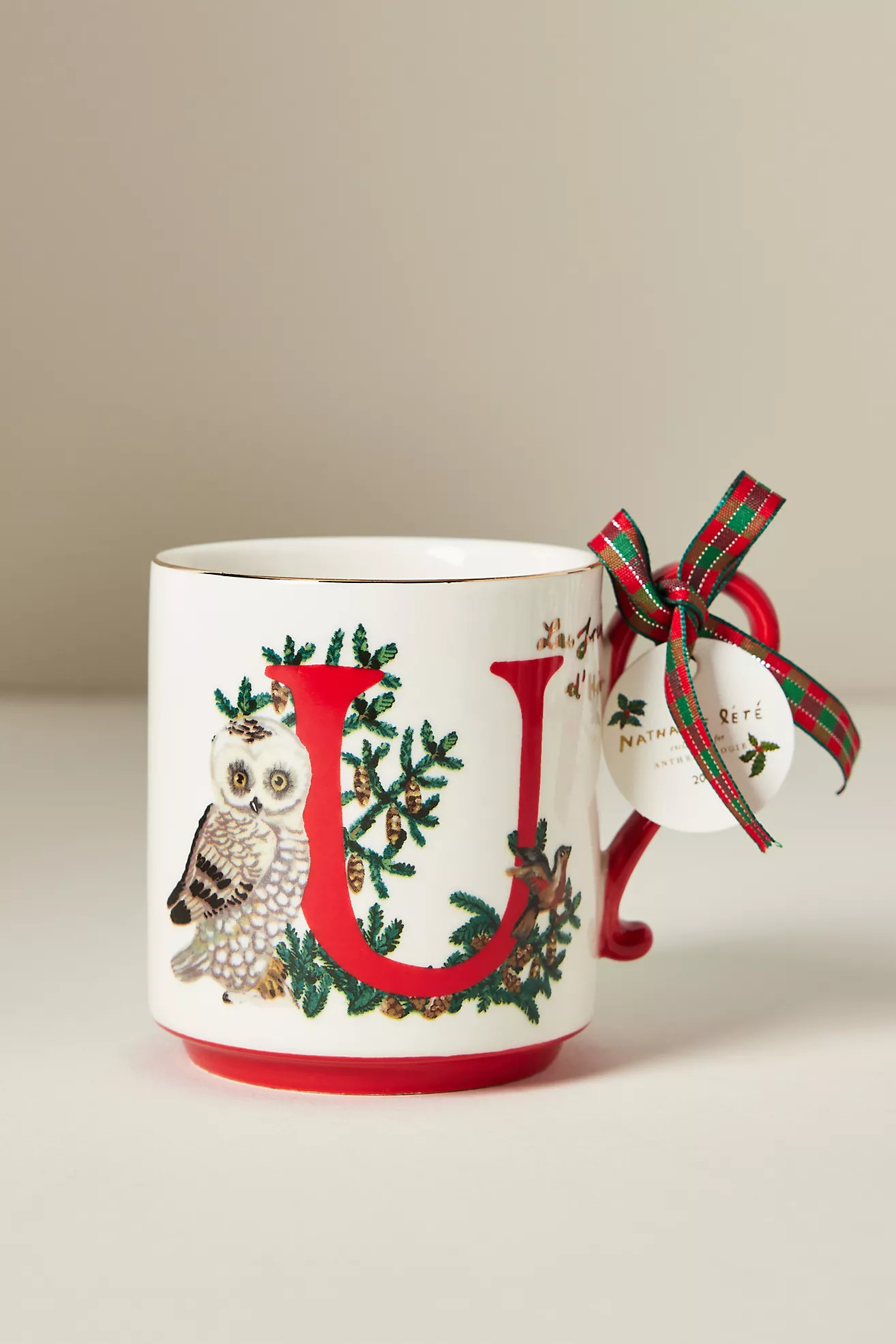 Nathalie Lete Stoneware Holiday Monogram Mug | Anthropologie (US)
