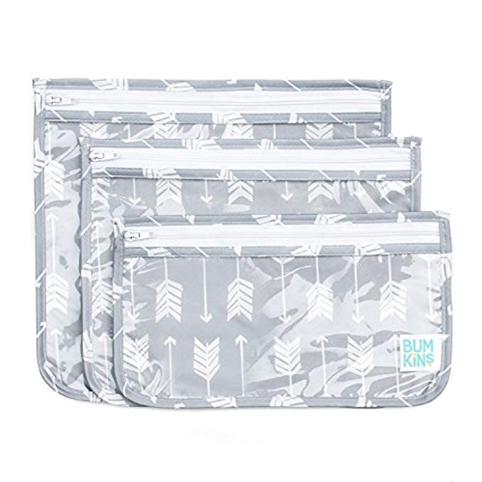 Bumkins TSA Approved Toiletry Bag, Travel Bag, PVC-Free, Vinyl-Free, Clear Front, Set of 3 – Arrows | Amazon (US)