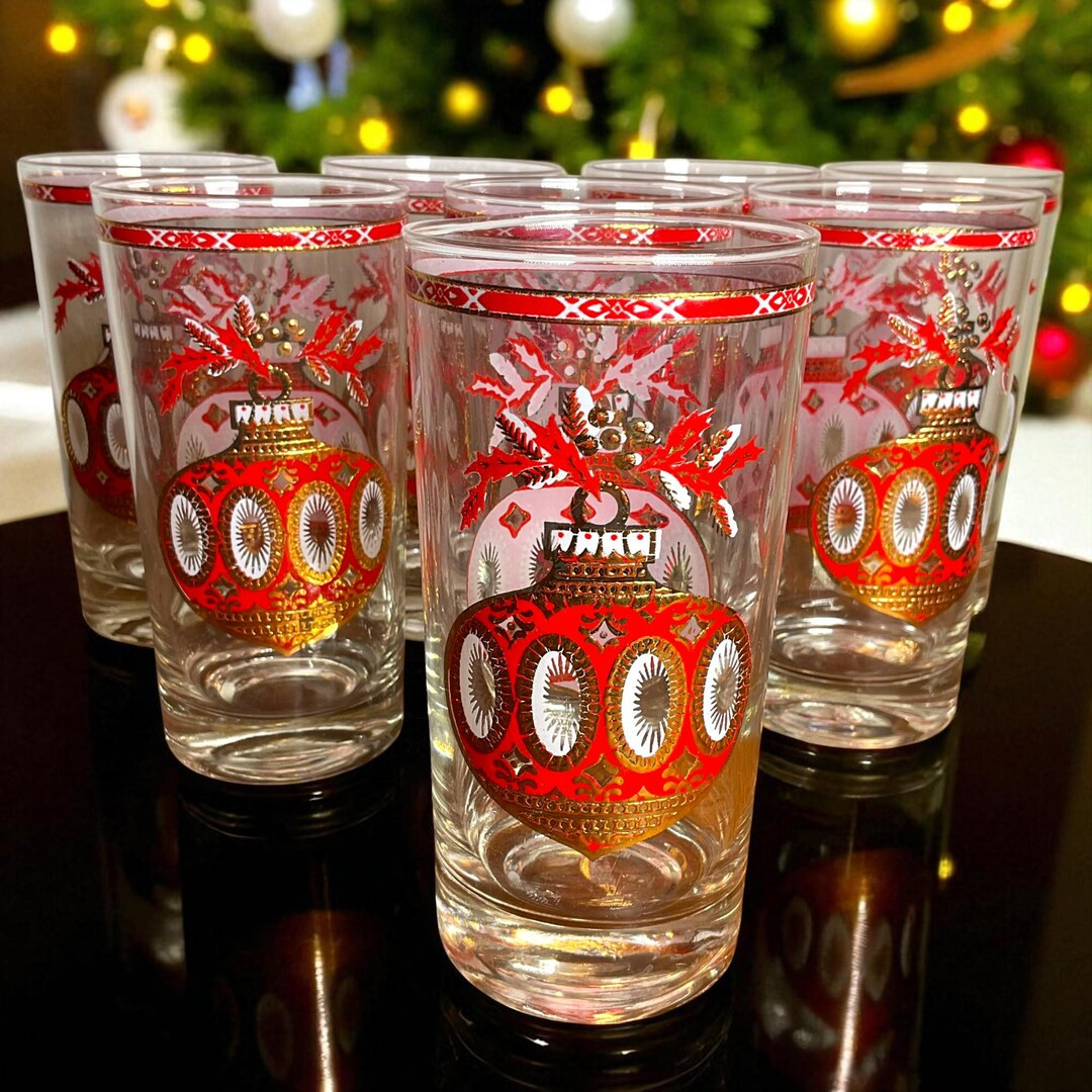 Vintage Culver Ltd Christmas Ornament Highball Glasses - Set of 8 - Etsy | Etsy (US)