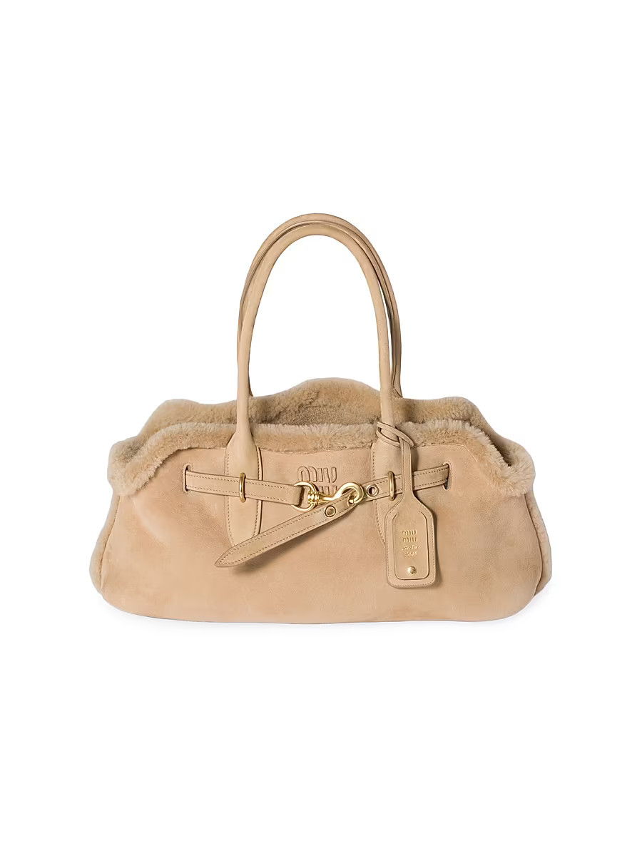 Women's Aventure Shearling Tote Bag - Beige Khaki | Saks Fifth Avenue