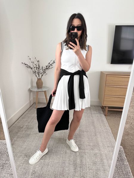 Varley active dress. Runs a little long. I rolled the waist here but super comfy.

Varley dress xs
Tretorn sneakers 5
Naghedi tote medium
YSL mica sunglasses 

Athleisure, petite style, white dress, summer outfit, dresses 

#LTKItBag #LTKActive #LTKSeasonal