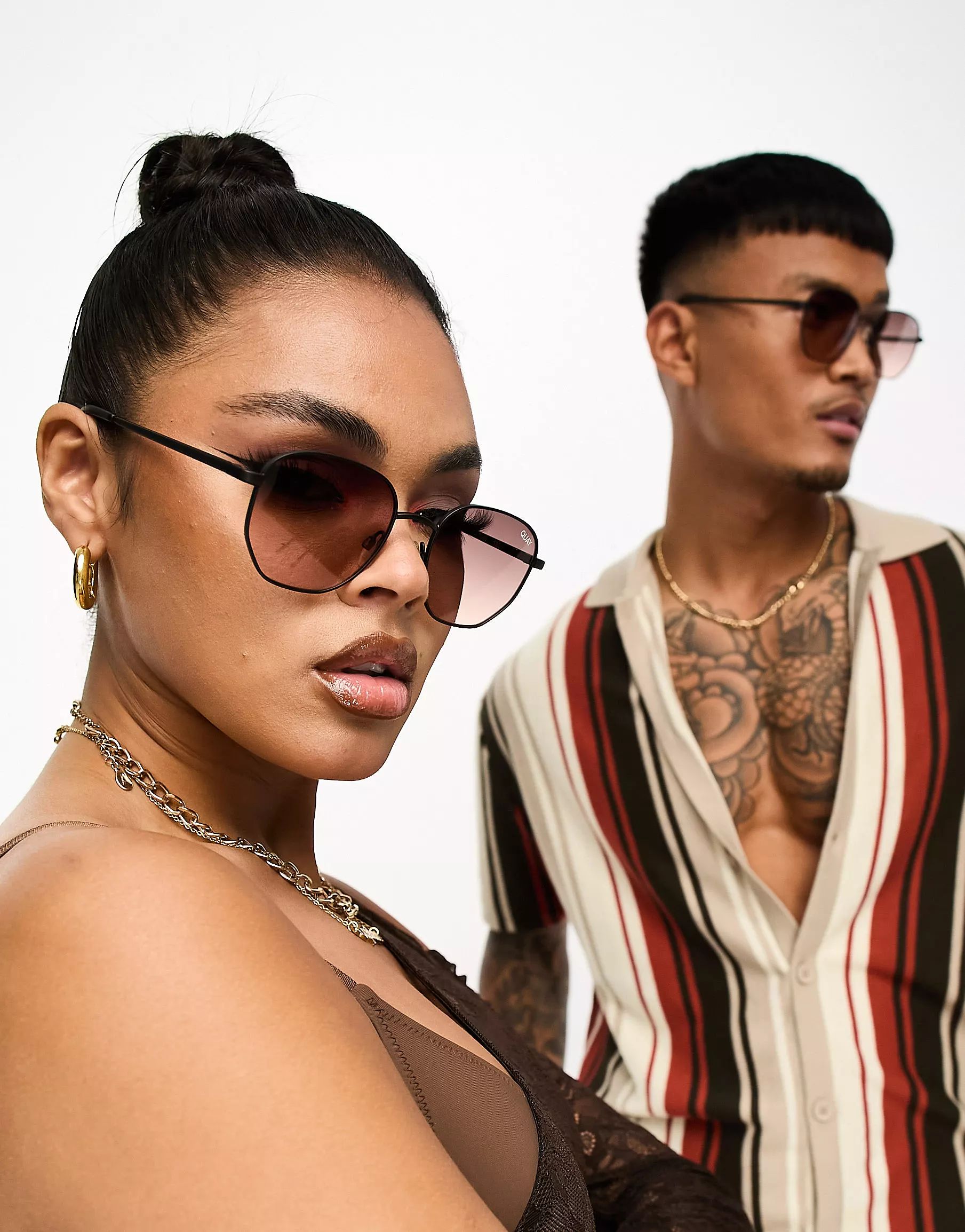 Quay Big Time round sunglasses in black brown | ASOS (Global)