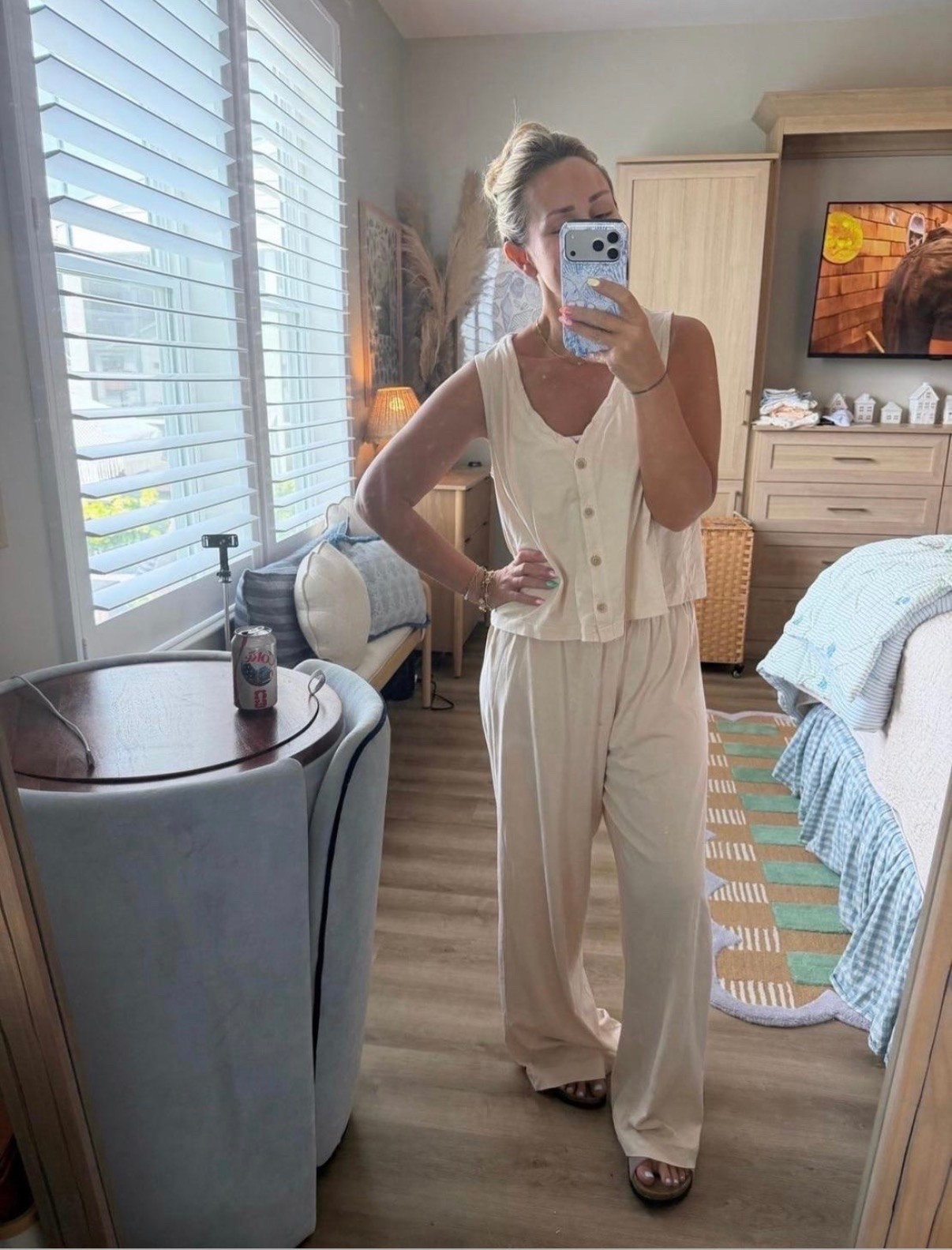 The kind of set you’ll reach for on repeat. 🤍

Lightweight, effortless, and unbelievably comfortable. I love wearing the pieces together for an easy pulled-together look, but they’re just as good mixed with your favorite denim or a simple tank. One of those outfits that feels elevated without trying.

matching set, lounge set, travel outfit, airport outfit, wide leg pants, button front tank, neutral outfit, comfy chic, everyday style, vacation outfit, resort wear, lightweight set, casual outfit, summer neutrals, capsule wardrobe, elevated basics.

#LTKootd #LTKActive #LTKPetite