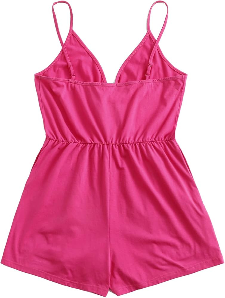 Verdusa Women's Leopard Print Wrap Spaghetti Strap Romper Cami Jumpsuit | Amazon (US)