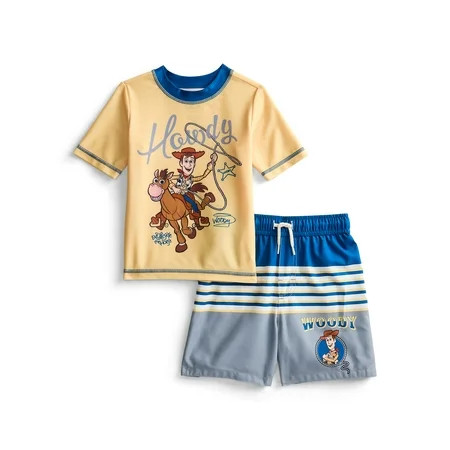 Character Toddler Boy Short-Sleeve Rash Guard and Swim Trunk Set, Sizes 12M-5T | Walmart (US)