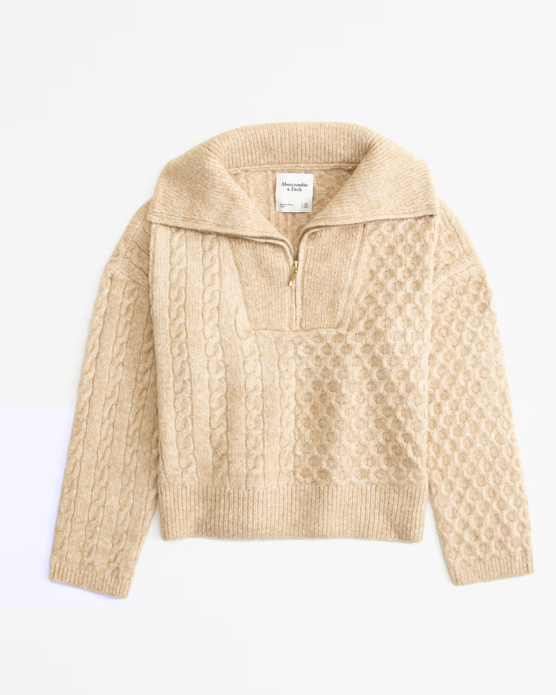 Women's Cable Half-Zip Sweater | Women's Tops | Abercrombie.com | Abercrombie & Fitch (US)