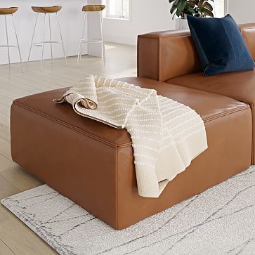 Remi Leather Ottoman | West Elm (US)