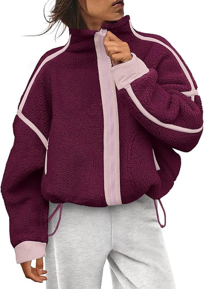 Women Fleece Jacket Zip Up Fuzzy Sherpa Jackets Long Sleeve Winter Outerwear Casual Daily Chilly ... | Amazon (US)