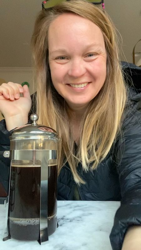My coffee pot broke the other day & I’m down to our French press, which I rarely use (notice my learning face 😁). I found out that if you let the grinds steep for a bit, the filter is easier to press.

#LTKVideo #LTKhome
