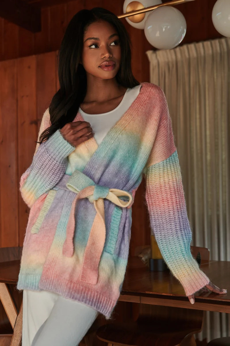 Cielo Rainbow Knit Robe Cardigan | Sugarlips