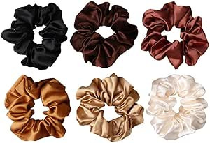 nuoshen 6 Pieces Hair Scrunchies, Satin Elastic Soft Hair Ties Scrunchy Hair Bands for Girls and ... | Amazon (UK)