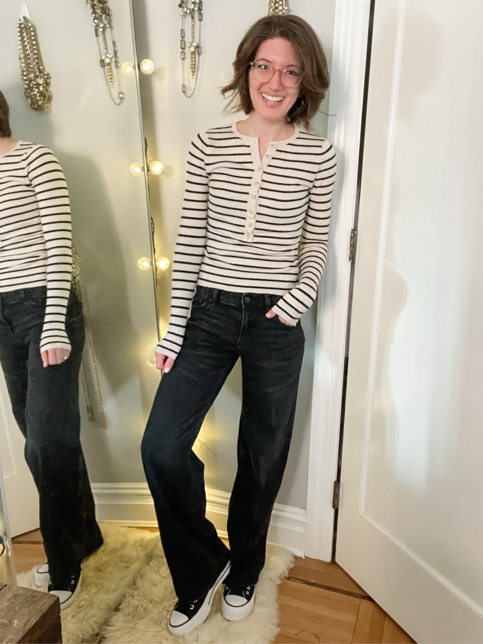 Sweater Henley: TTS
Low rise wide leg jeans: I sized down. Wearing the regular length
Platform converse: TTS

Fall outfit | back to school outfit | sweater weather | low rise denim 

#LTKFallSale #LTKSeasonal #LTKStyleTip