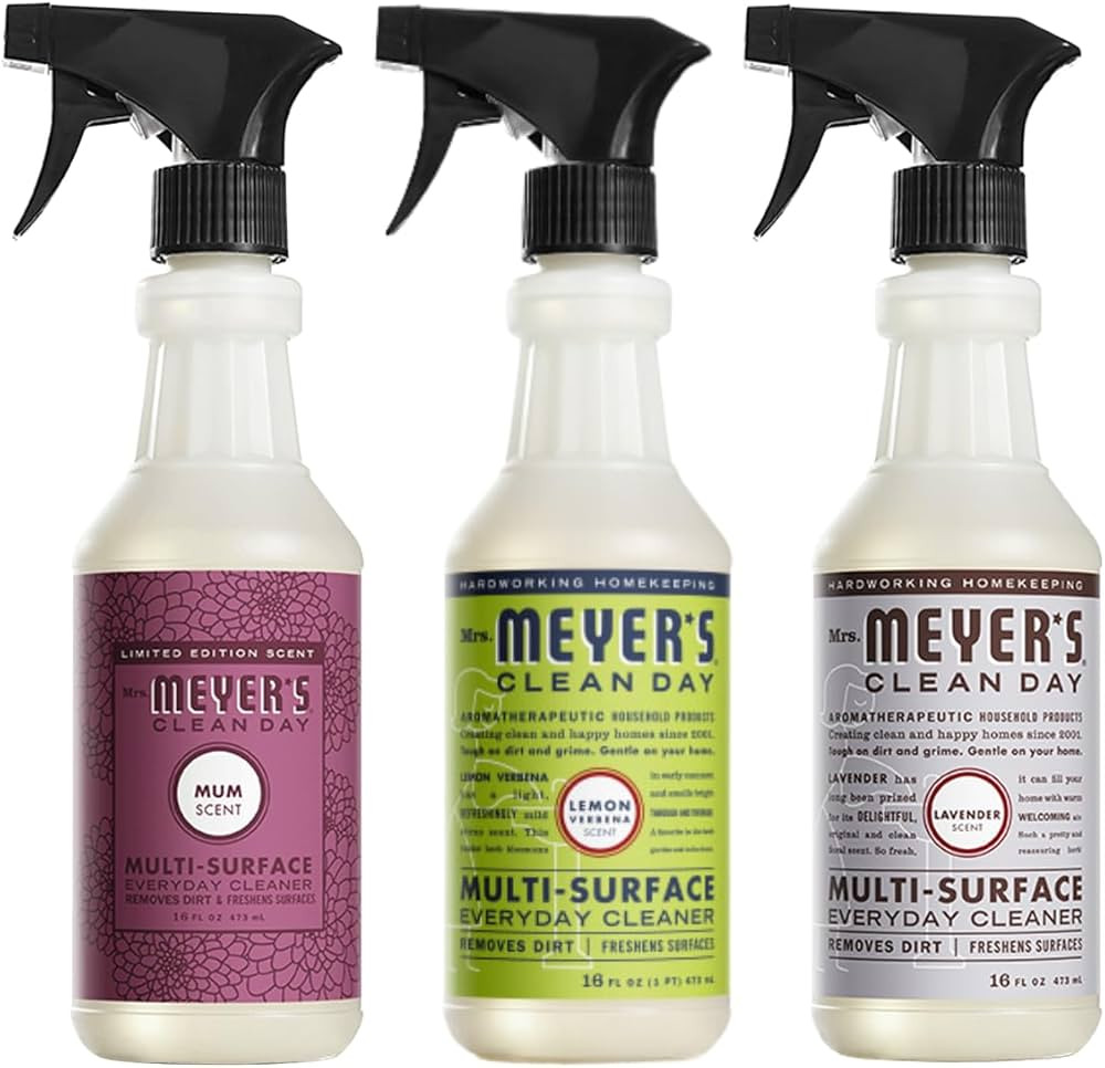 MRS. MEYER'S CLEAN DAY Multi-Surface Cleaner 3 Pack Variety Pack, Mum, Lemon Verbena, Lavender, 1... | Amazon (US)