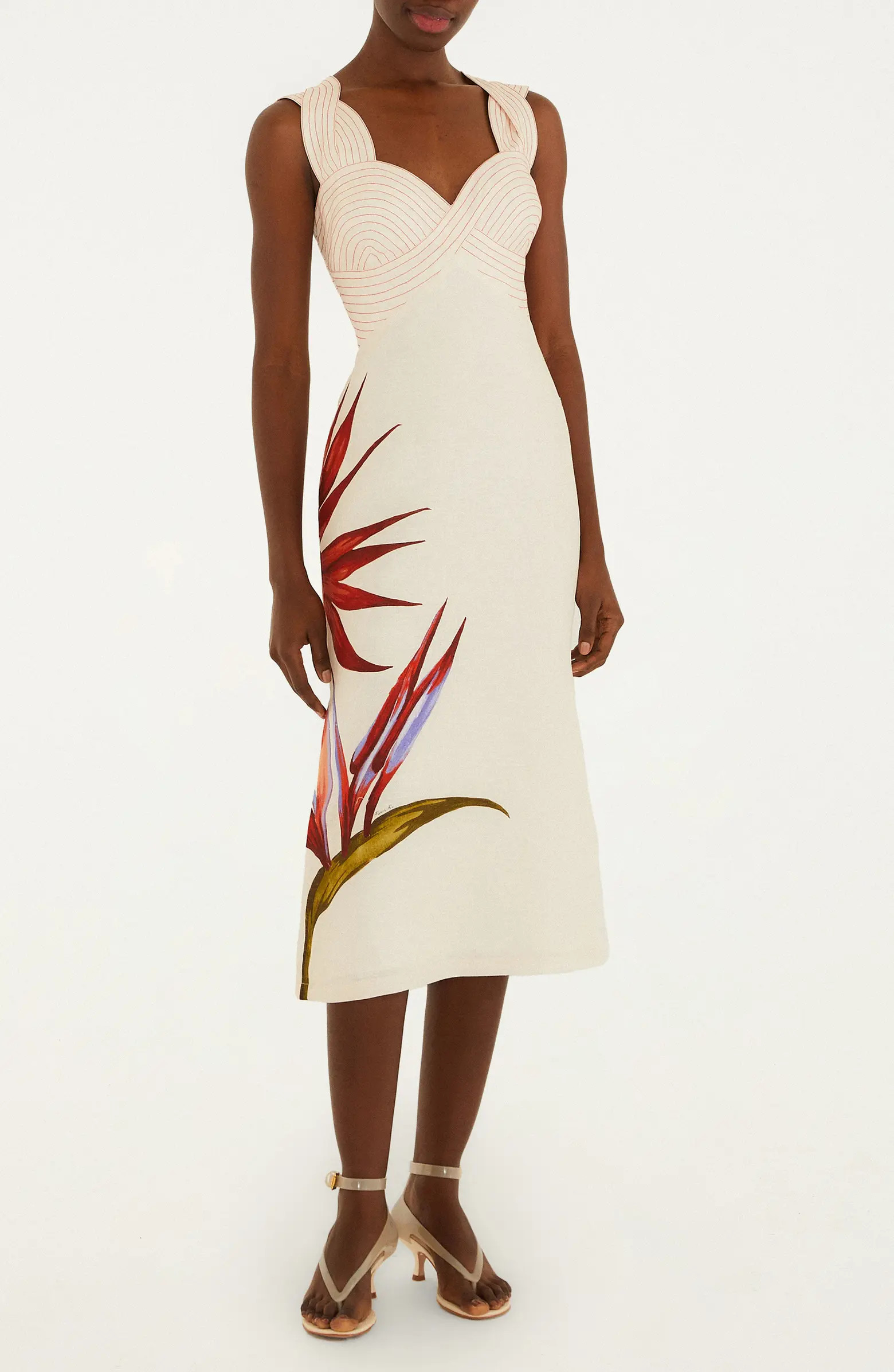 Strelitzia Placed Floral Linen Dress | Nordstrom