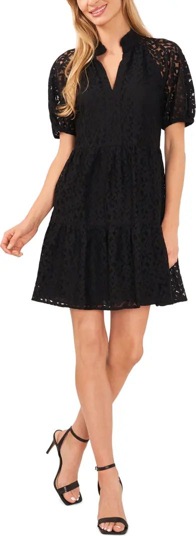 Puff Sleeve Babydoll Lace Minidress | Nordstrom